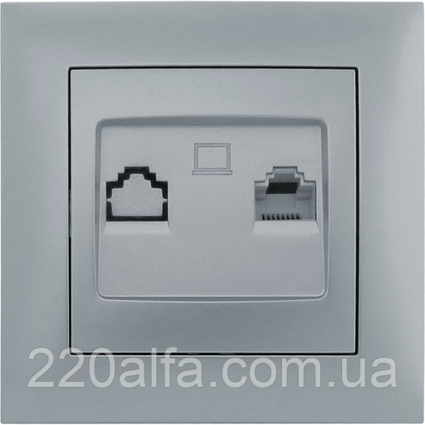 Розетка комп'ютерна серія "IDEAL SILVER" ТМ"MARSHEL"