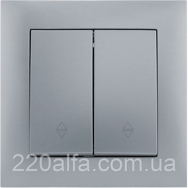 Вимикач двоклавішний на два напрямки серія "IDEAL SILVER" ТМ"MARSHEL"