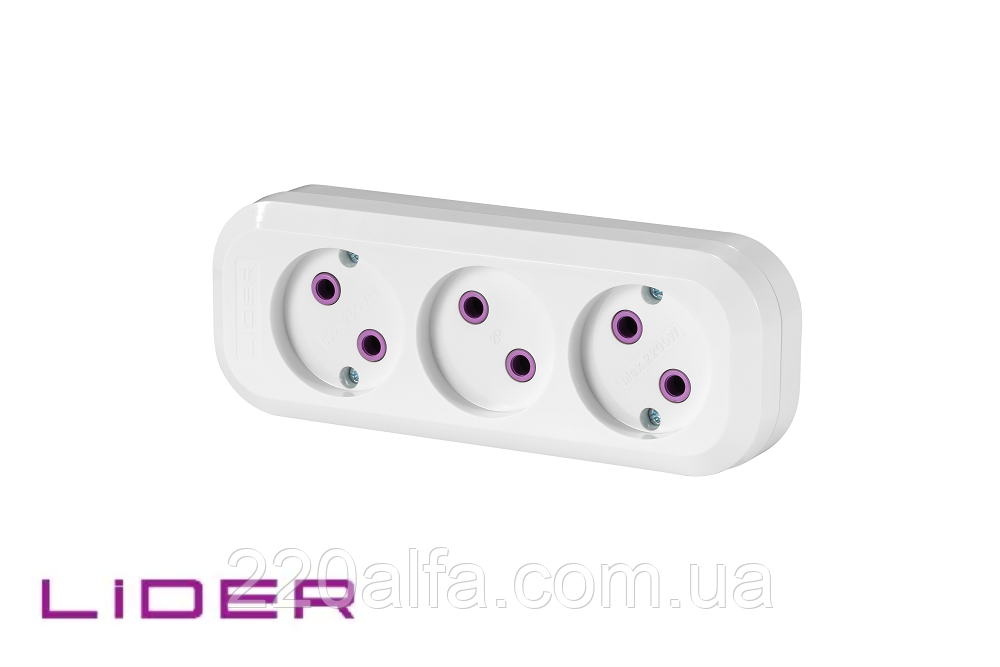 Розетка переносна 3х-місна LRP16-310 PROXIMA ТМ "LIDER"