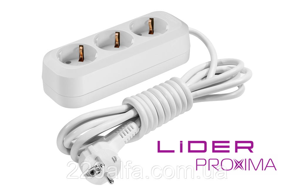 Подовжувач 3г 2м з заземленням LP16-332 PROXIMA ТМ "LIDER"