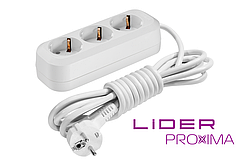 Подовжувач 3г 2м з заземленням LP16-332 PROXIMA ТМ "LIDER"