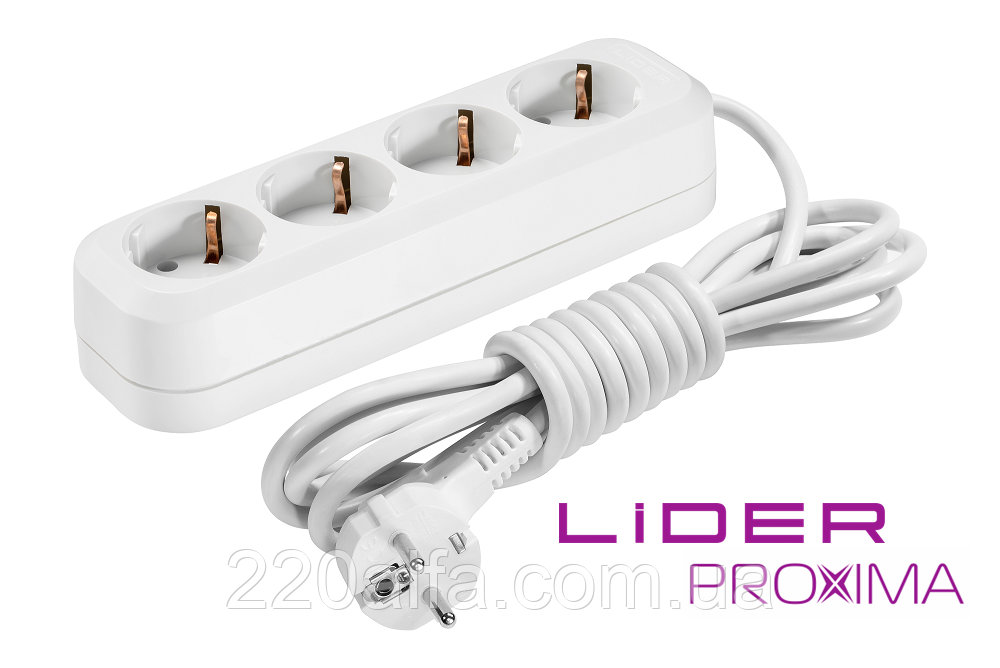 Подовжувач 4г 2м з заземленням LP16-432 PROXIMA ТМ "LIDER"