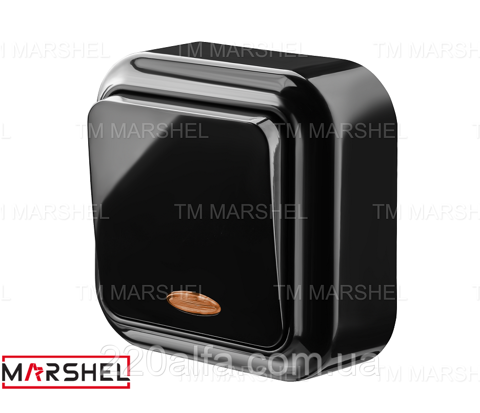 Вимикач одноклавішний зі світловою індикацією серія "MAGLEV BLACK" ТМ "MARSHEL"