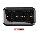 Розетка двомісна з заземленням серія "MAGLEV BLACK" ТМ "MARSHEL", фото 3