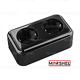 Розетка двомісна з заземленням серія "MAGLEV BLACK" ТМ "MARSHEL", фото 4