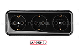 Розетка тримісна з заземленням серія "MAGLEV BLACK" ТМ "MARSHEL", фото 3
