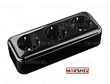Розетка тримісна з заземленням серія "MAGLEV BLACK" ТМ "MARSHEL", фото 5