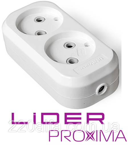 Розетка переносна 2х-місна LRP16-210 PROXIMA ТМ "LIDER"