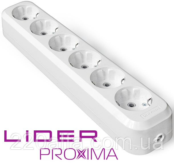 Розетка переносна 6-місна із заземлювальним контактом LRP16-630 PROXIMA ТМ "LIDER"