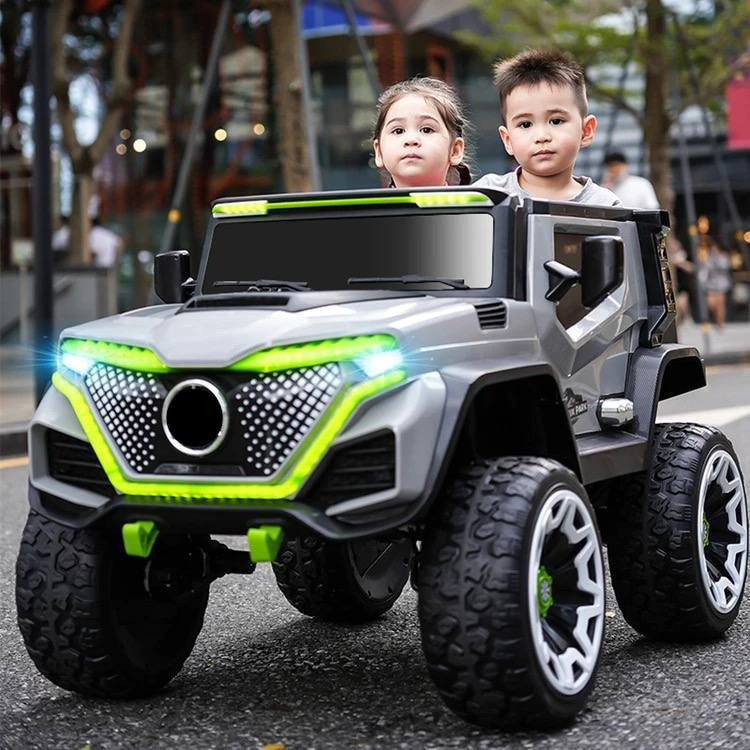 Дитячий електромобіль на акумуляторі двомісний джип Mercedes Unimog на пульті р/у для дітей 3-8 років Сірий