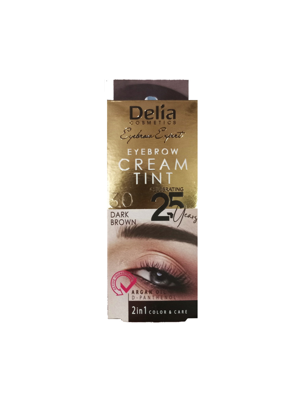 Крем-фарба для брів з аргановою олією Темно-коричнева Delia cosmetics 15 мл