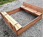 Пісочниця дерев'яна дитяча Springos 120x120 см із накриттям від дощу, фото 8
