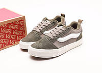 Зеленые женские замшевые кеды Vans KNU Skool Grey Green White