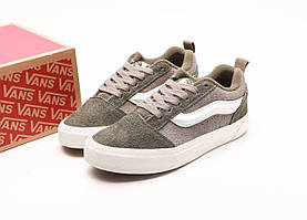 Зелені жіночі замшеві кеди Vans KNU Skool Grey Green White