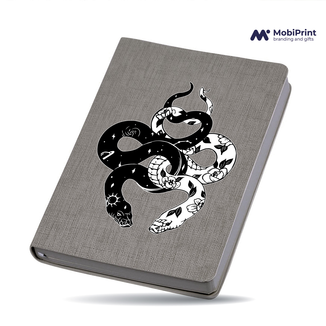 Блокнот, записник А5 Інь Янь Змії (Yin Yang Snake) Сірий