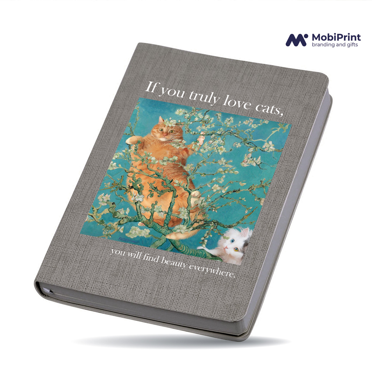 Блокнот, записник А5 Кіт Вінсент Ван Гог (Vincent van Gogh Cat) Сірий