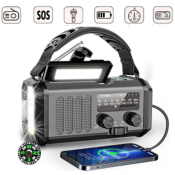 Радіоприймач портативний am fm з акумулятором ліхтариком радіо аварійне павербанк ліхтар Fimilo Solar XSY