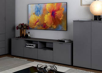 Дизайнерська дводверна тумба-комод, стильний комод із дверцятами у вітальню Рон 4