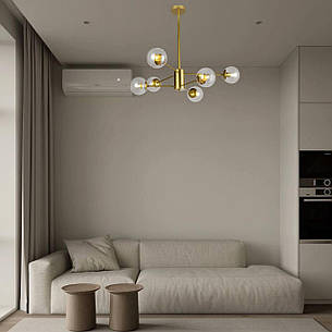 Люстра золота з прозорих куль на 6 ламп (52-6033-6 GD+CL), фото 2