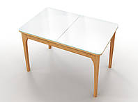 Обідній стіл Норд (NORD) на кухню Білий white/скло біле 1100(1450)х700  Від Компанії ДЖЕМ