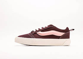 Бордові жіночі замшеві кеди Vans KNU Burgundy Pink