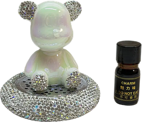 Автомобильный ароматизатор белый глянцевый Медведь с Брилиантами