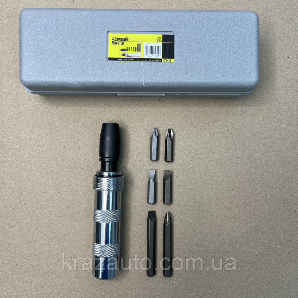 Викрутка ударна з комплектом насадок 6 од. INTERTOOL HT-0430, фото 1