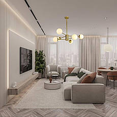 Люстра золота з білих куль на 6 ламп (52-6033-6 GD+WH), фото 3
