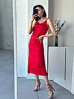 Трендовое и классическое платье-комбинация шелк красный