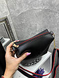 АКЦІЯ. Чорний з червоним —  комплект сумка + клатч - фурн.золото — на блискавці, зі знімним ременем у комплекті (2010), фото 5