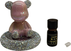 Автомобильный ароматизатор розовый глянцевый Медведь с Брилиантами