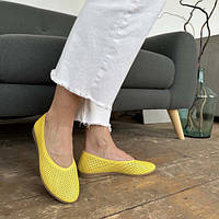 Кожаные туфли балетки желтые размеры 36-41