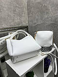 АКЦІЯ. Білий —  комплект сумка + клатч - фурн.золото — на блискавці, зі знімним ременем у комплекті (2010), фото 2