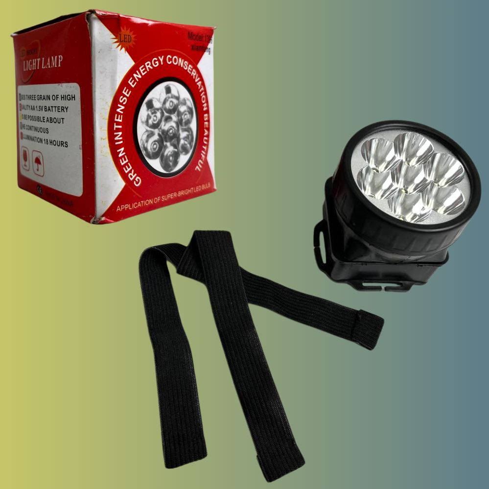 Яскравий ліхтар на голову з гумкою 1396 чорний на батарейках АА Ліхтарик налобний, фото 1