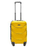 Пластиковый желтый чемодан размер S CARBON стильный чемодан ручная кладь малый дорожний чемодан