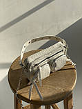 Жіноча сумка T-295 крос-боді рептилия біла, фото 3