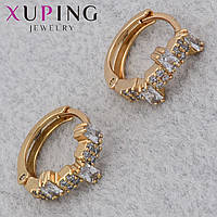 Серёжки женские позолота 18K Xuping Jewelry кольцо конго с белыми хрустальными стразами диаметр колечка 13 мм