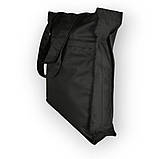 Еко-сумка шопер "Lockette" на блискавці з кишенею бавовняна 35х42х10 см. колір чорний., фото 3