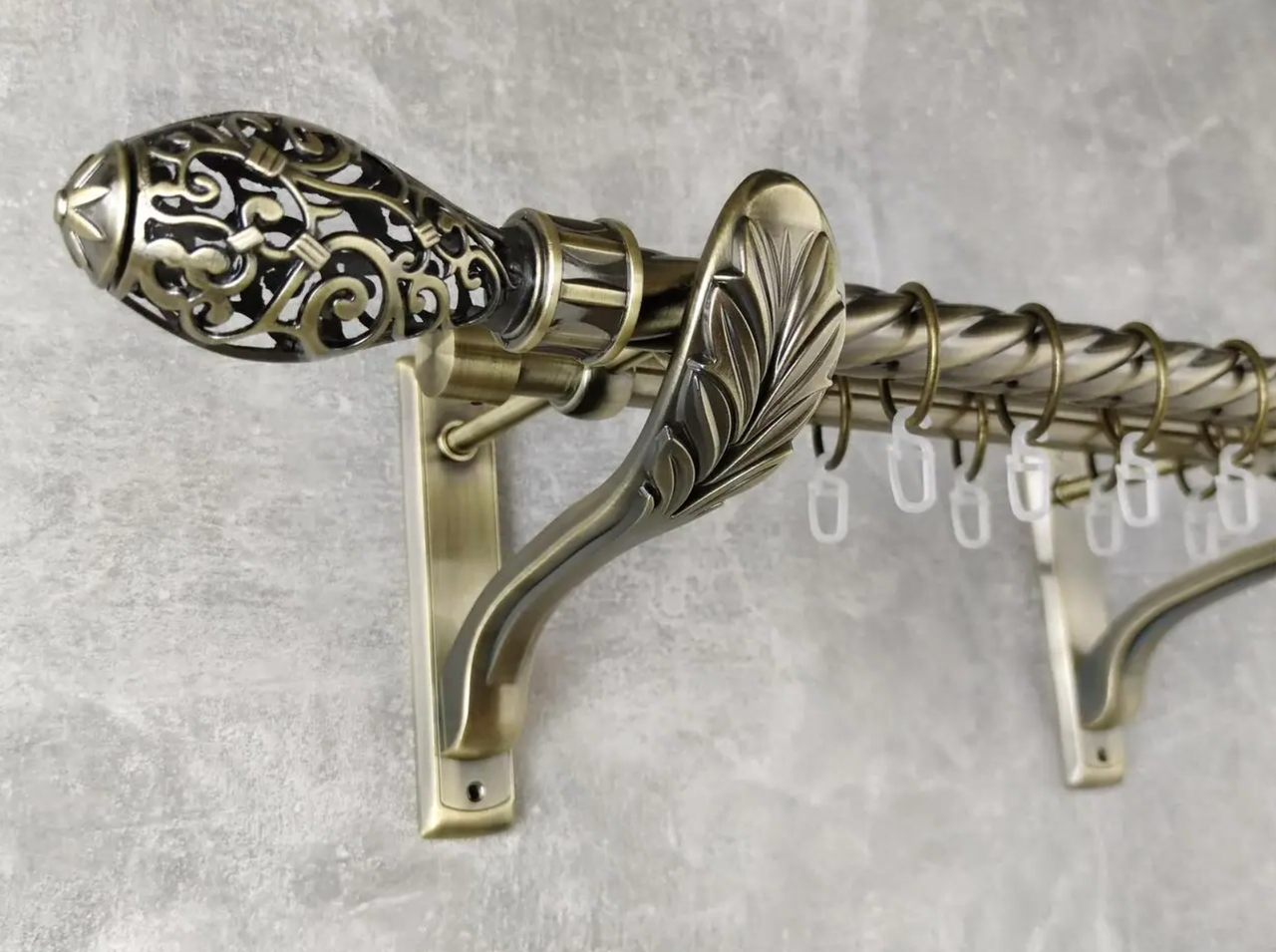 Карниз кований для штор подвійний антик ретро Джанет 25мм х 16мм діаметр твістер комплект, фото 1