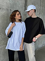 Базовая футболка женская из хлопка T-shirt oversize 42-46