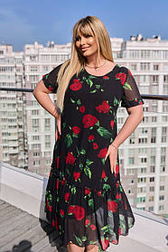 Літня сукня міді у великому розмірі Україна Розміри: 52.54.56.58.