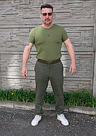 Спортивні штани чоловічі двонитка набивна олива 54 розмір