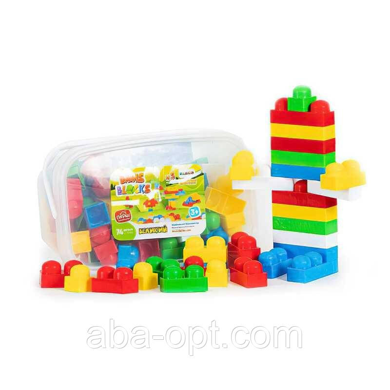 Гра Конструктор "BAMSIBLOCK №5" 115/6 (8) "BAMSIC", 74 деталі, в відрі, фото 1
