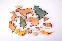 Набір дитячий ігровий Did Opanas Лісові історії II колекційні дерев яні тварини 12 шт монтесорі вальдорфські іграшки