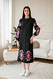 Чорне вишите плаття FOLK вишивкою на ґудзиках з поясом арт. 4642, фото 2