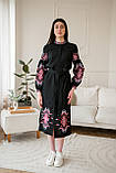 Чорне вишите плаття FOLK вишивкою на ґудзиках з поясом арт. 4642, фото 4