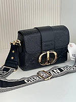 Женская сумка Christian Dior 30 Montaigne Bag Black Leather Кросс боди женская сумка черная широкий ремнень