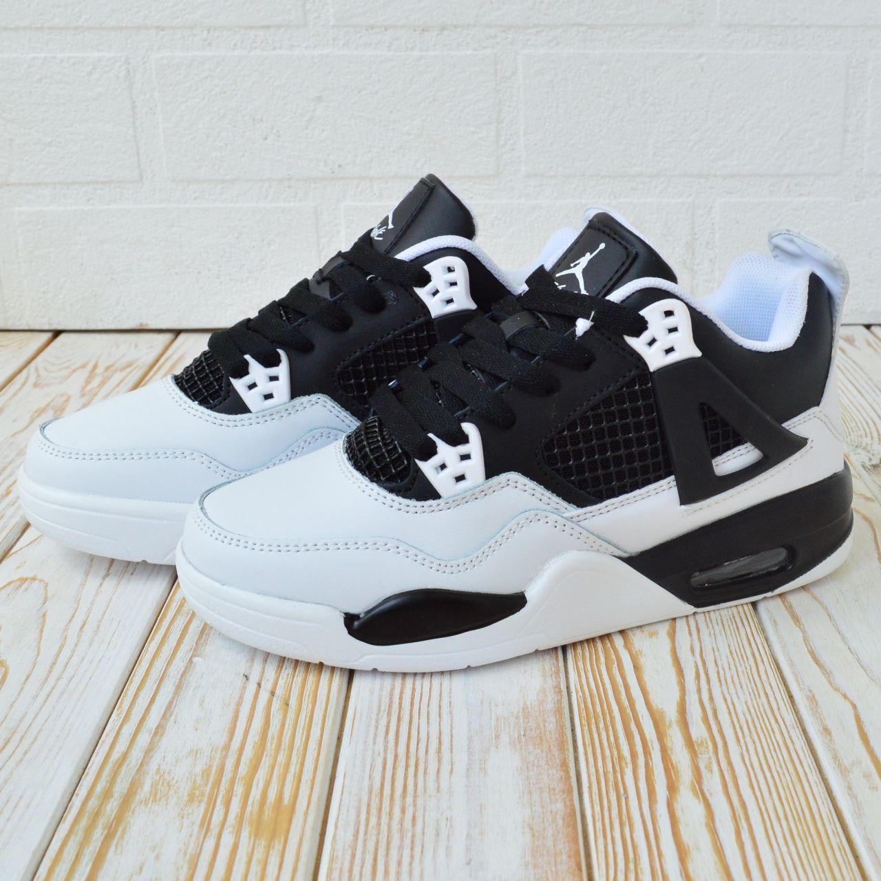 Nike Air Jordan Retro 4 білі з чорним кроссовки найк аир джордан женские - фото 5 - id-p2188056278