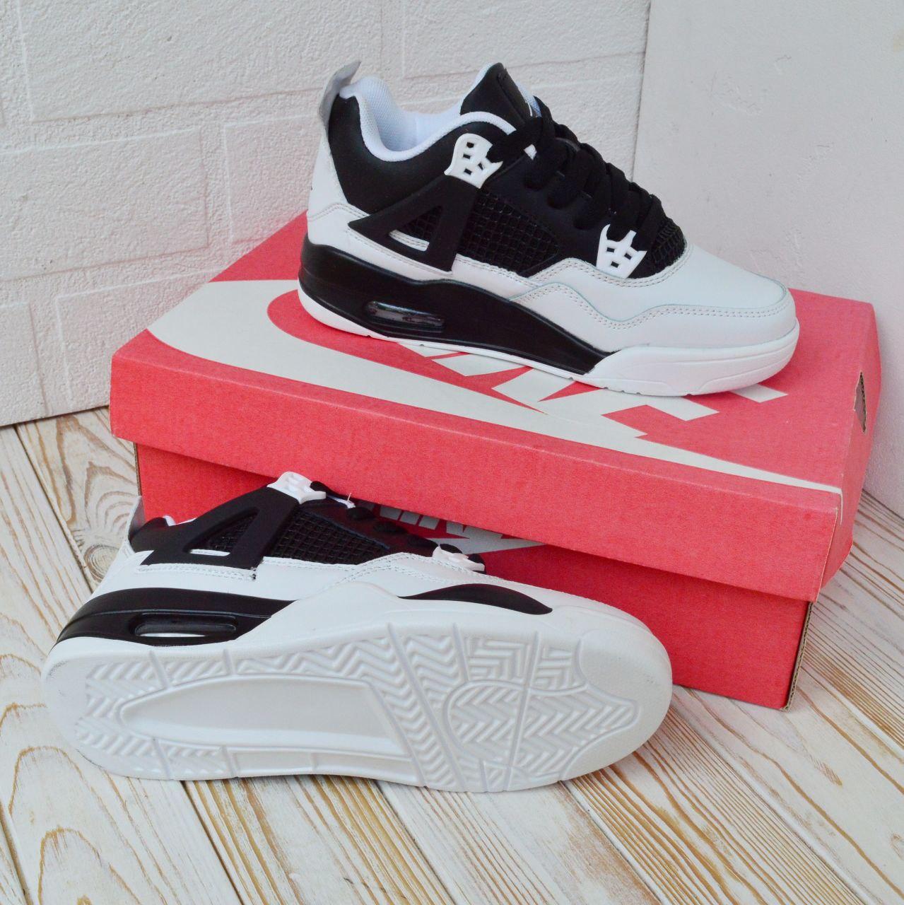Nike Air Jordan Retro 4 білі з чорним кроссовки найк аир джордан женские - фото 9 - id-p2188056278
