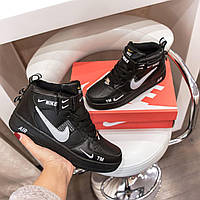 Nike Air Force 1 Mid чорні з білим кросівки найк аїр форс форси кросівки